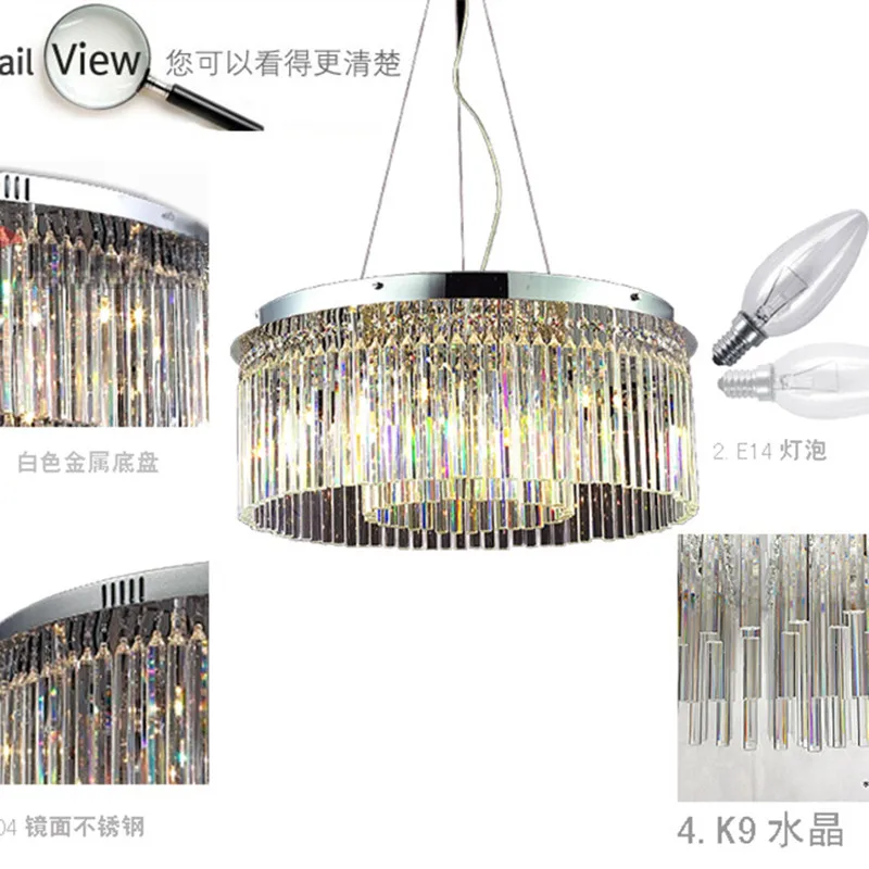 Новое прибытие Круглый подвесной хрустальный люстра Led Kitchen Lighting Светильник