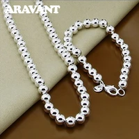 925 silver 8mm bead jewelry sets necklaces bracelets set for women jewelry gifts