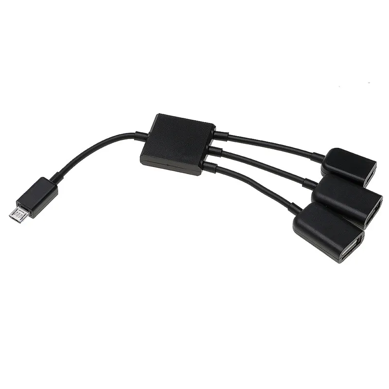 Переходник с Micro USB на 2 порта 0 1 портом зарядный концентратор OTG черный для Samsung