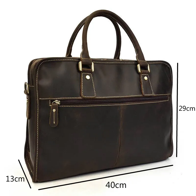 

Johnature 2021 New Crazy Horse Leather Briefcase Vintage Commuter Handbag Multipurpose Mens Leather Computer Bags Business Bag