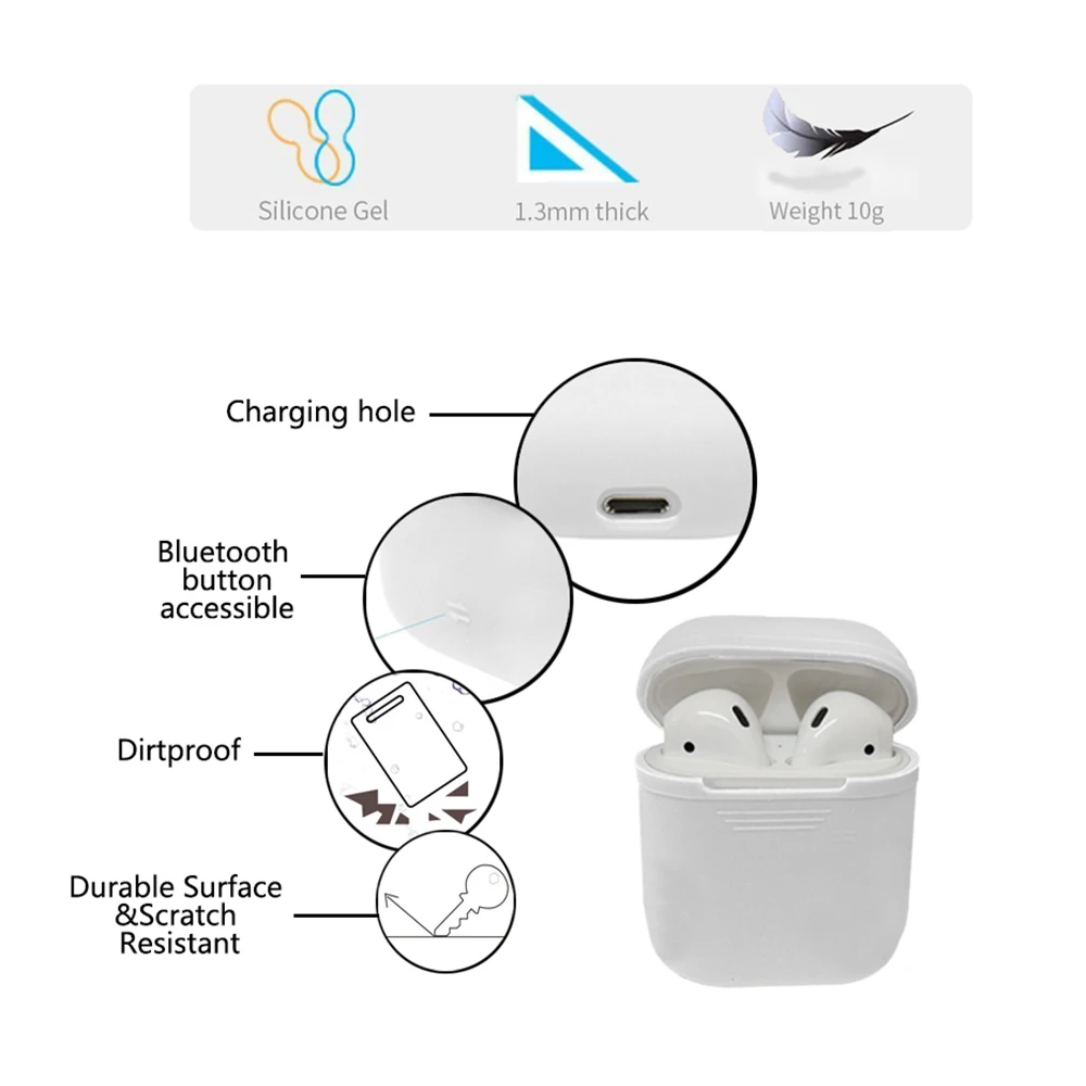 Empty silicone Container Storage Box with rope for airpods For charing case Anti Lost Strap Loop String Rope accessories | Дом и сад