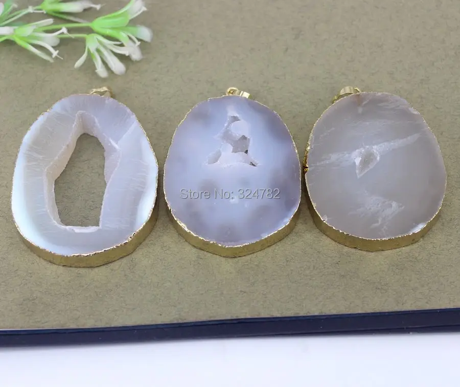 5 шт. Натуральный Druzy Geode камень подвеска бисер натурального цвета для