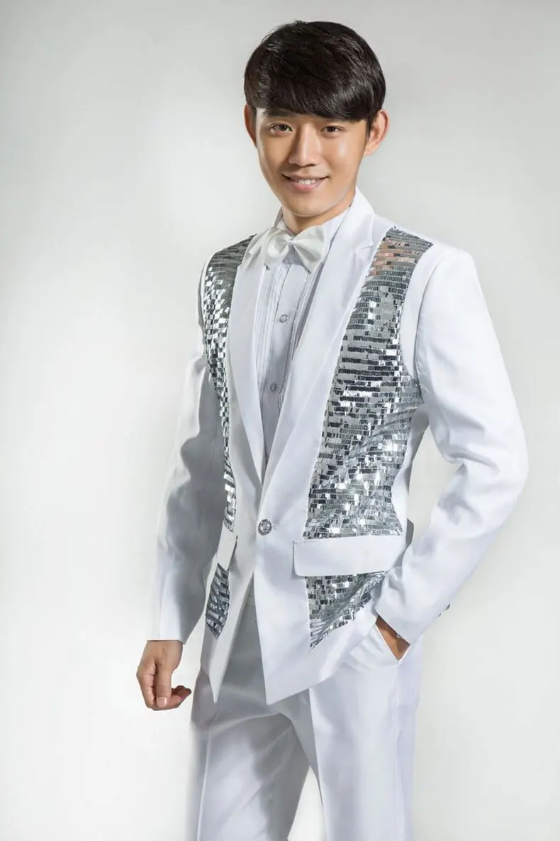 Мужское свадебное платье блестящие блейзеры черного и белого цветов модные