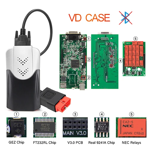 VD Case - NO BT TCSCDP Pro OBD2 сканер 9241A NEC Реле,00. R3 Bluetooth автомобили/грузовики OBDII диагностический инструмент multidiag pro - Цвет: VD Case - NO BT
