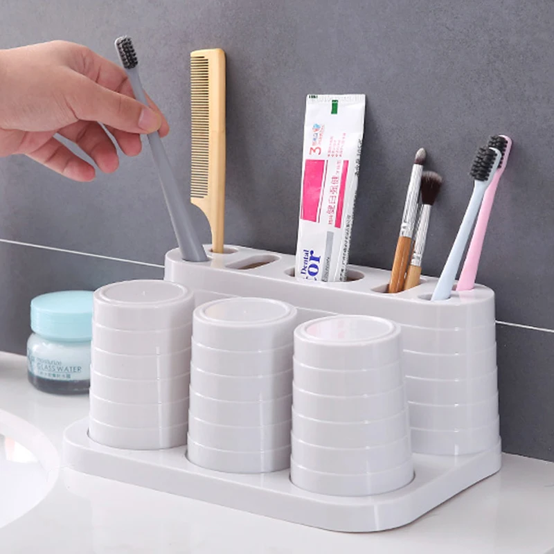 050 Simple Bathroom Toothbrush Holder Racks Toothpaste Organizer Soap Brush Accessories | Дом и сад