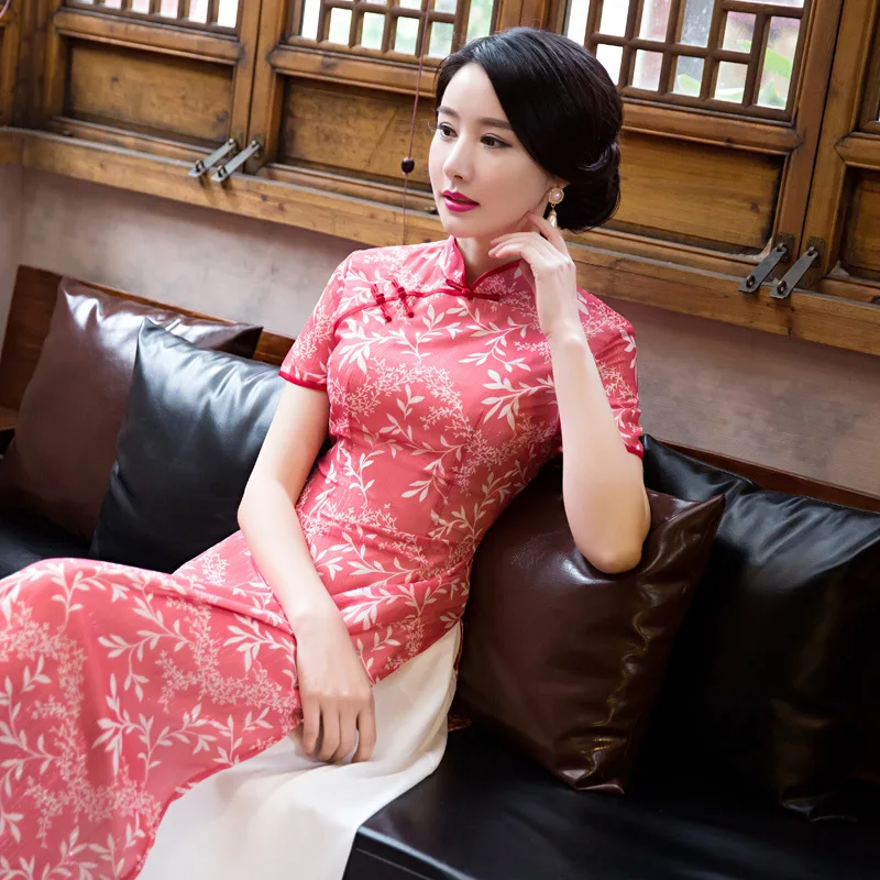 Горячая Китайский Qipao женская Одежда Лучшие Качества С Коротким Рукавом Cheongsam