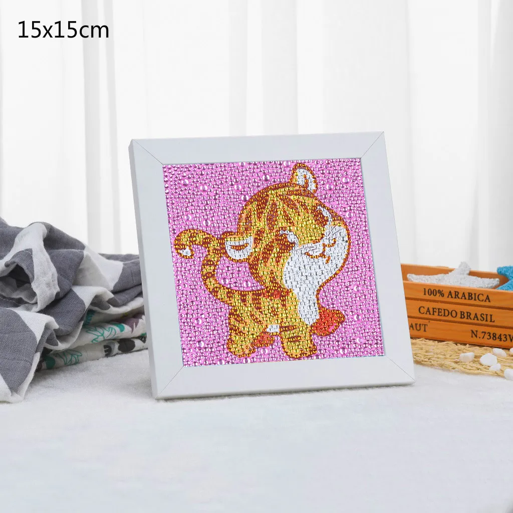 tiger 5D DIY Полная Алмазная Картина милые животные алмаз особенной формы вышивка динозавр собака слон для детей игрушка для декорации дома - Цвет: tiger