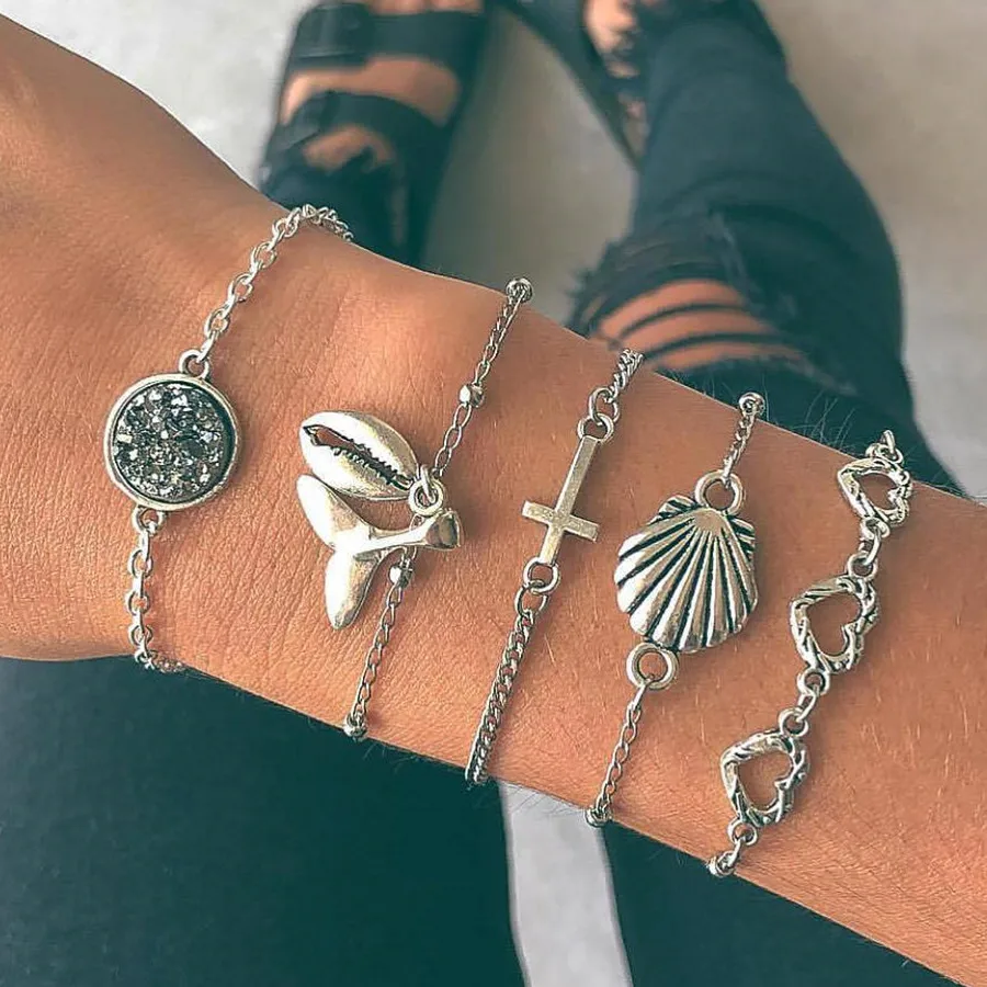 Женский винтажный браслет DIEZI серебряная подвеска в виде сердца Кита стиле