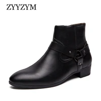 zyyzym men boots leather spring autumn black men ankle boots brithsh chelsea boots for men plus size eur 39 47 zapatos de hombre