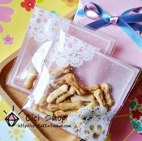 100 шт./лот романтический розовый кружевной упаковочный пакет для печенья