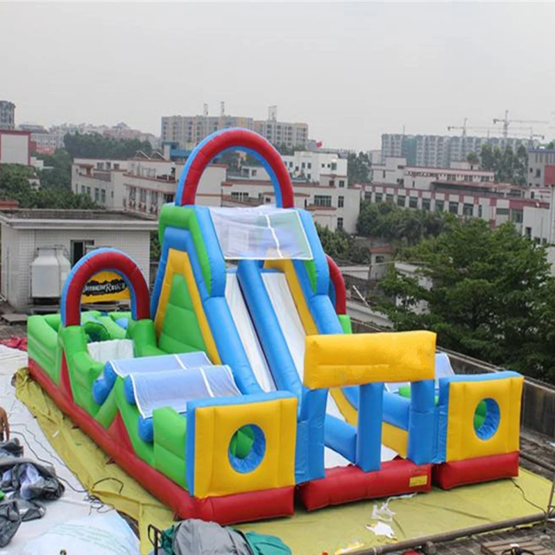 

Надувная горка в виде гигантского веселого города, Китай, надувной батут, большая надувная горка для препятствий, комбо для детей