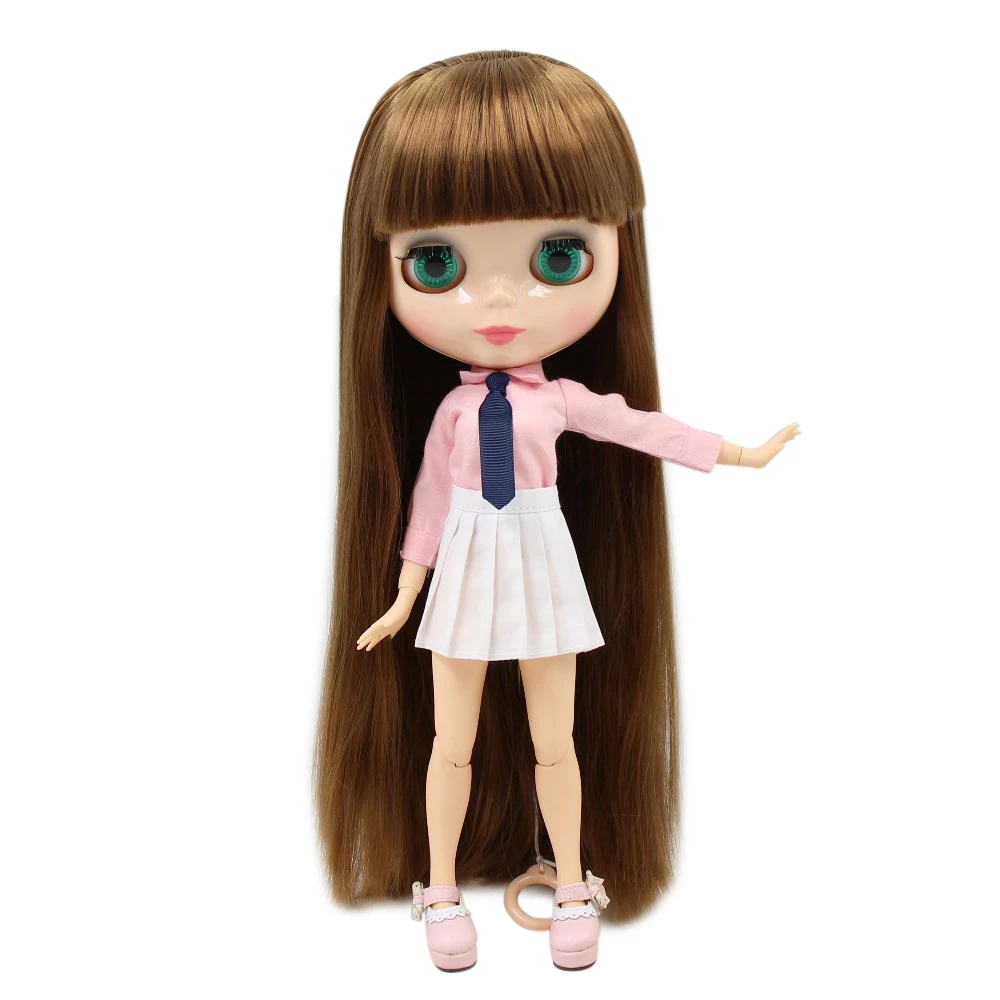 Кукла ICY DBS Blyth натуральная кожа сустав тело с челкой/бахромой прямые каштановые