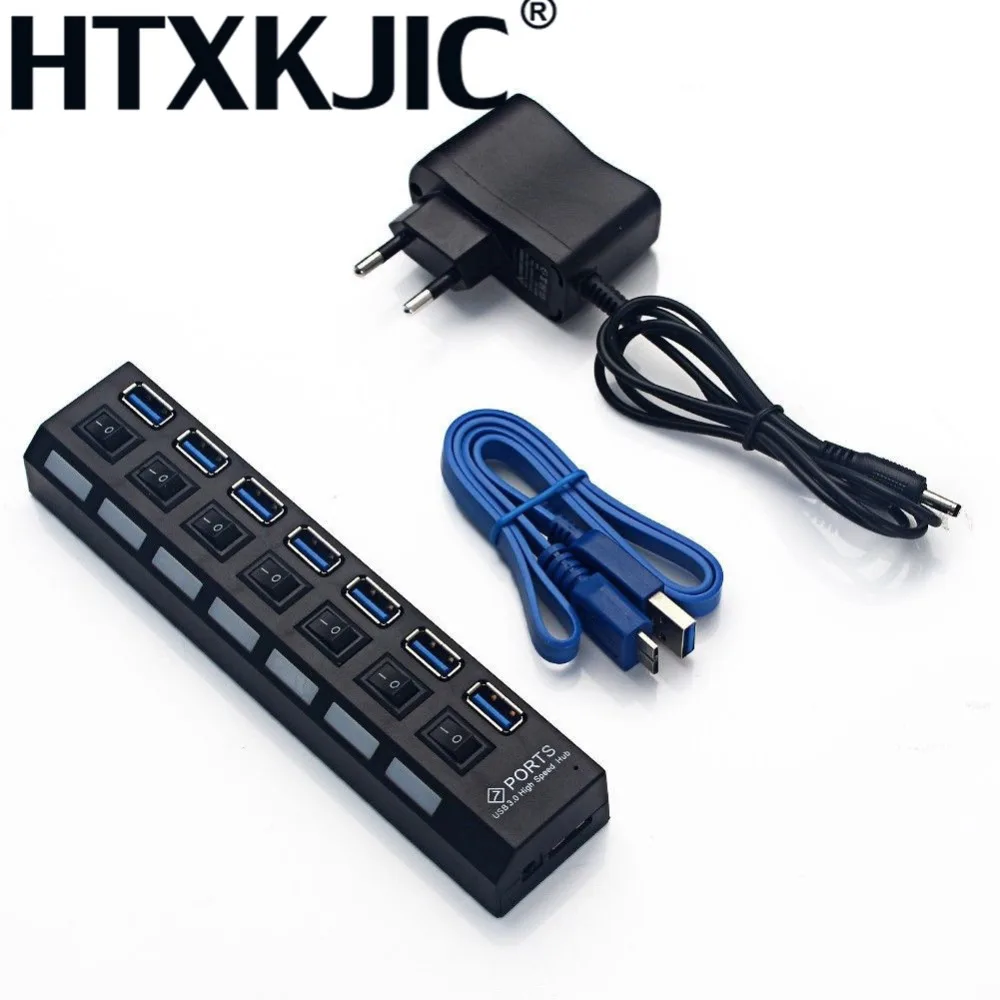 USB концентратор 3 0 высокоскоростной 4 7 портов с адаптером питания EU/US Мульти