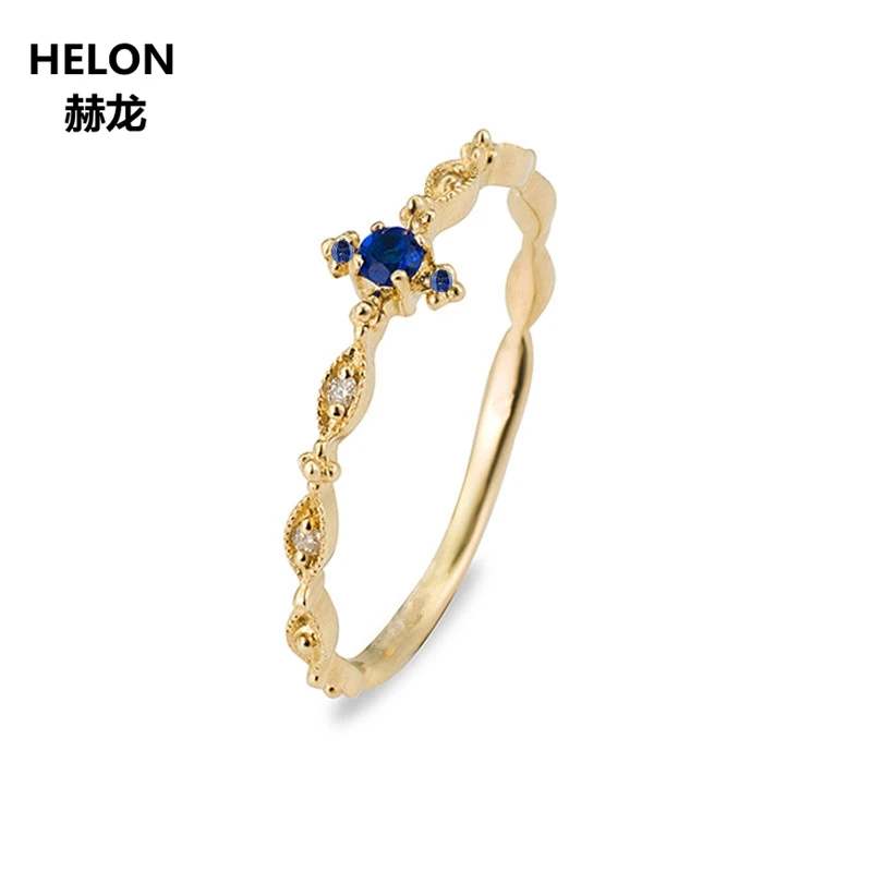 Natural Diamonds Engagement Wedding Ring for Women Solid 14k Yellow Gold Sapphires Anniversary Band Fine Jewelry Trendy | Украшения и