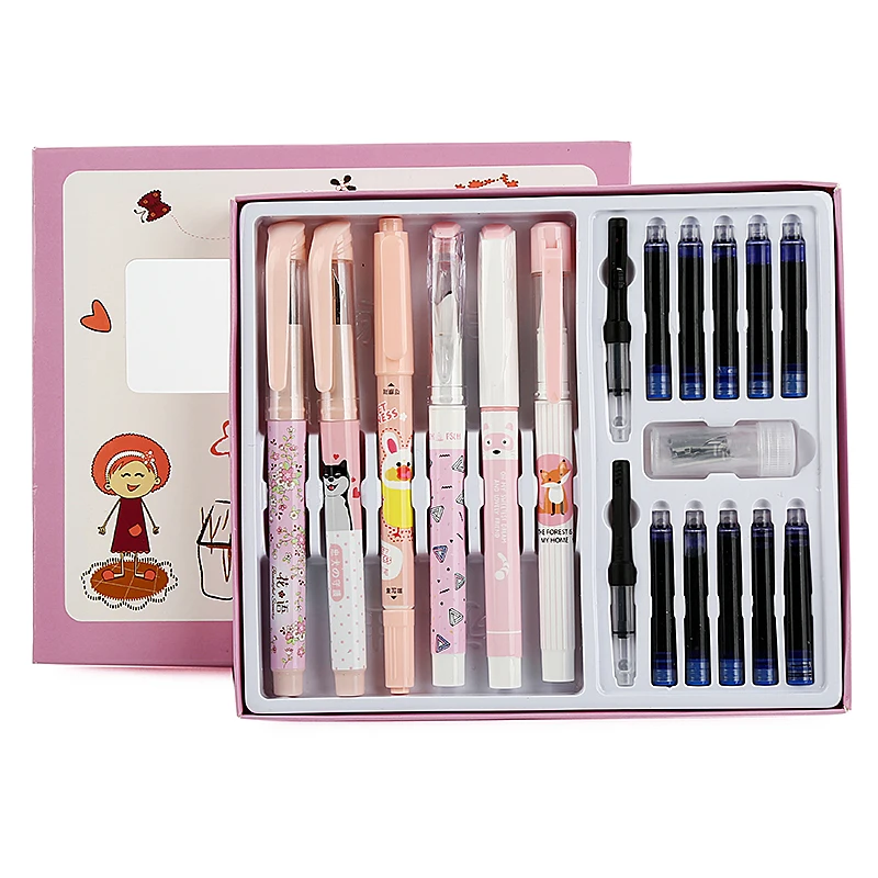 Children Student Correct Posture Cartoon Fountain Pen Set Include Erasing Ink Cartridges Converters The Best Christmas Gift | Канцтовары