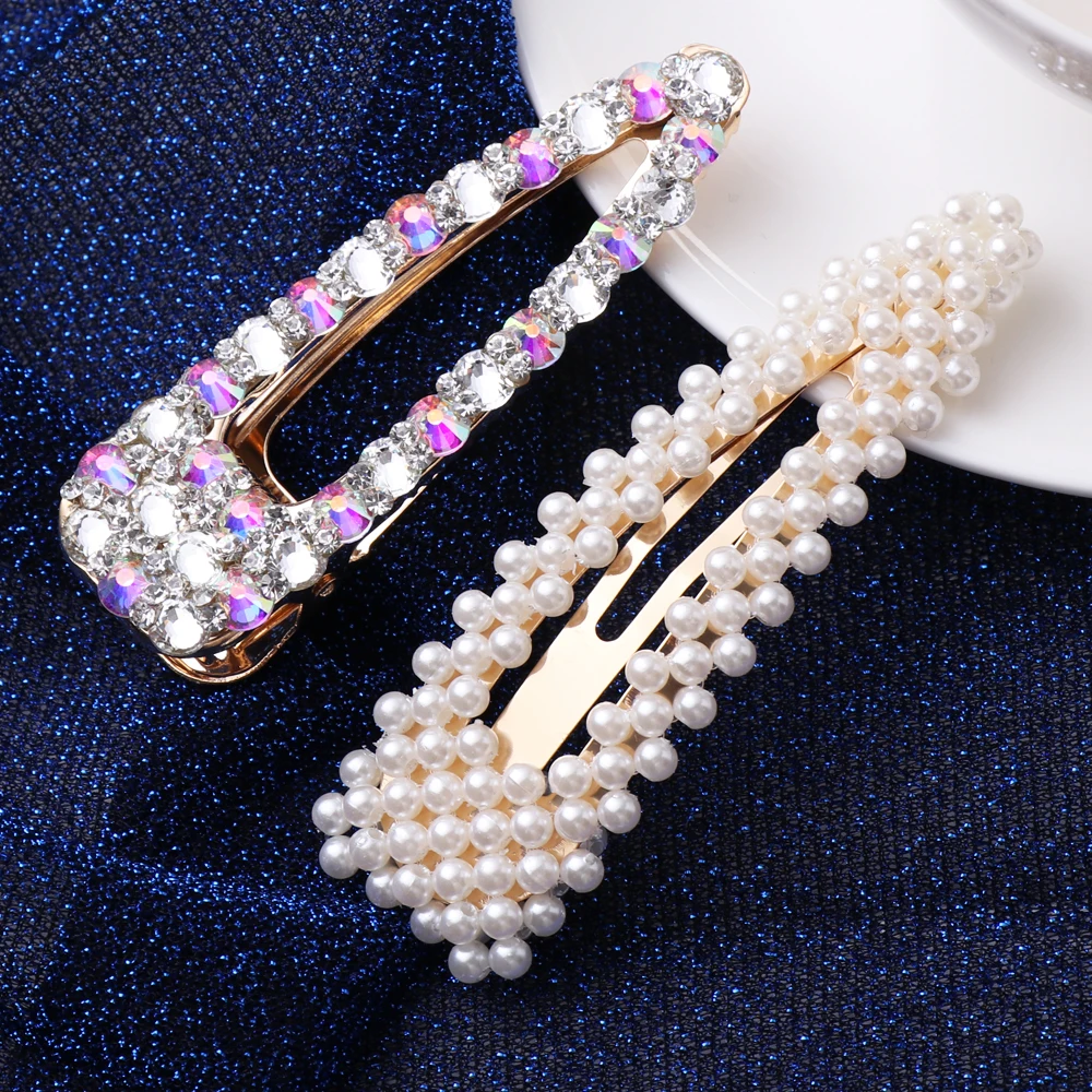 Заколка для волос 1 комплект = 2 шт. модная женская жемчужная заколка с блестящими