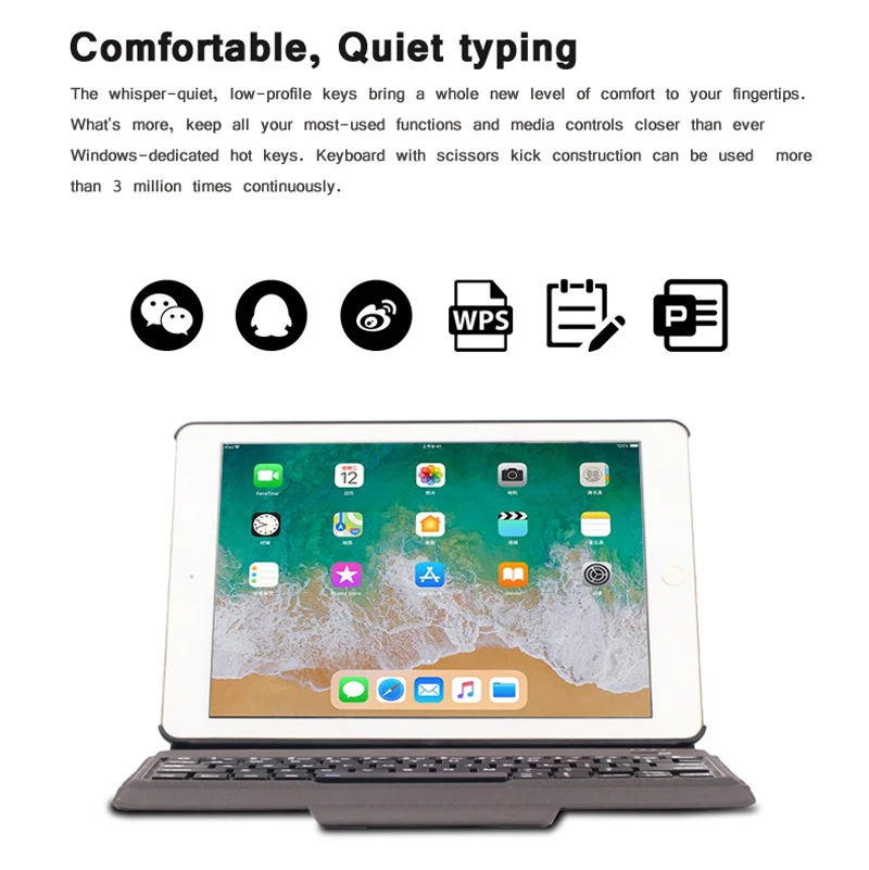 Клавиатура с подсветкой для нового iPad и 9,7 дюймов, беспроводной bluetooth чехол с тонкой кожаной крышкой-7 цветов подсветки