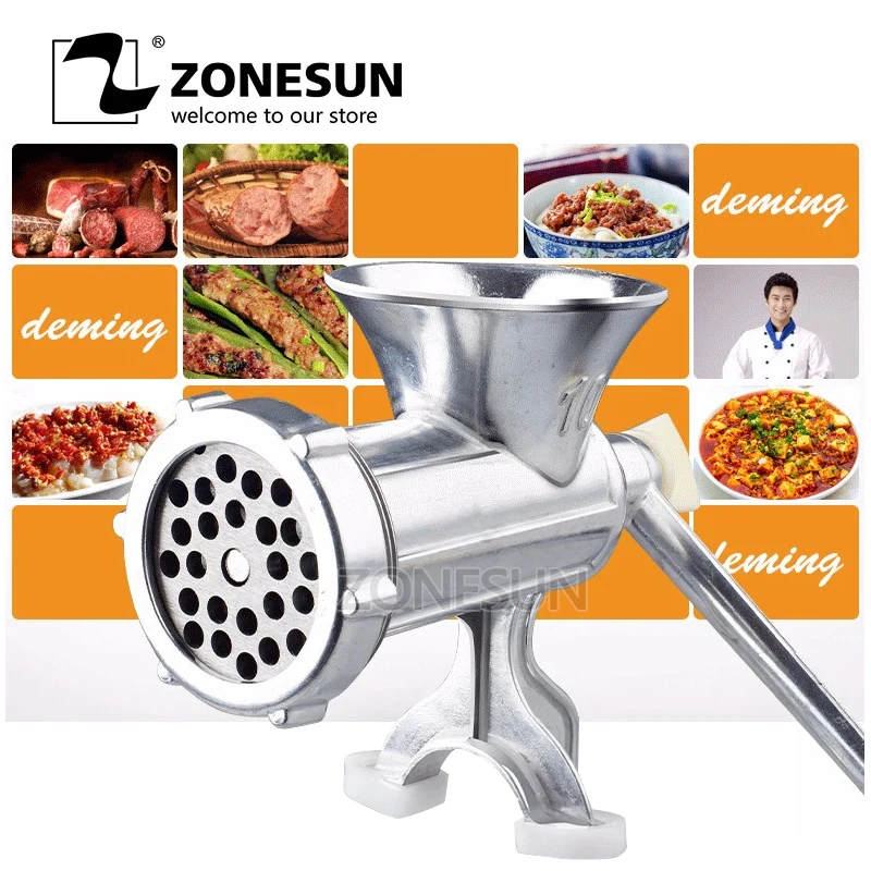 ZONESUN ручная колбасная машина с Оловянным покрытием мясорубка колбасный
