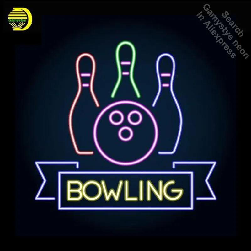Символ клуба боулинга неоновая вывеска с логотипом Настоящая стеклянная трубка