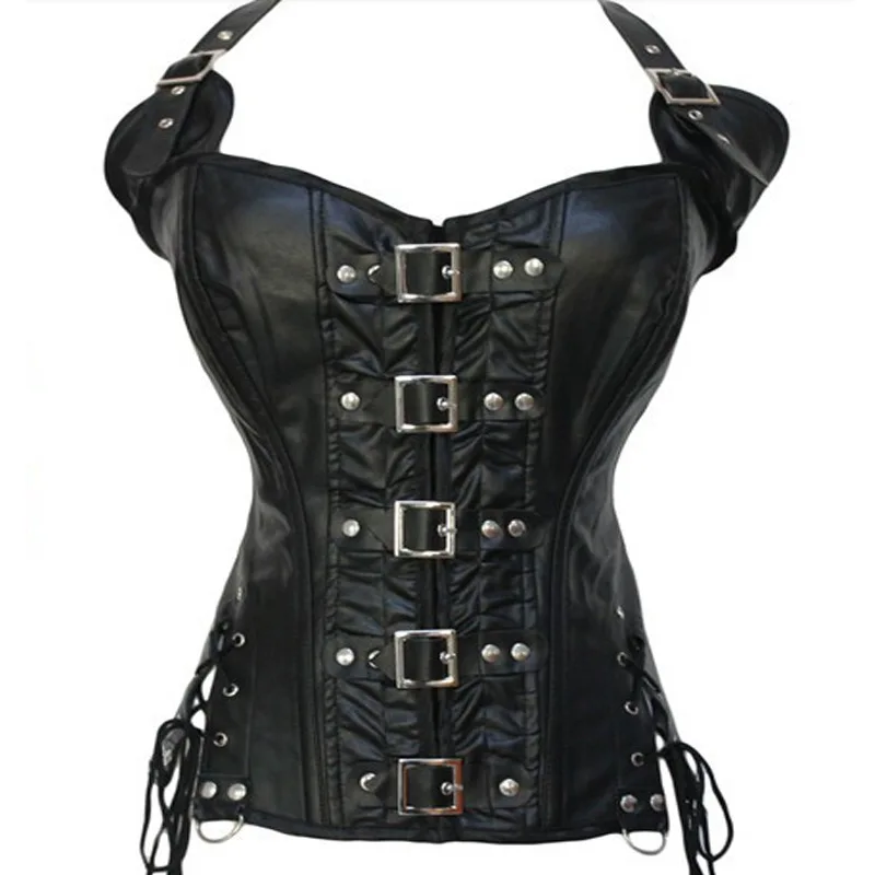 Женский кожаный корсет в стиле стимпанк со шнуровкой сзади платье доминатрикс