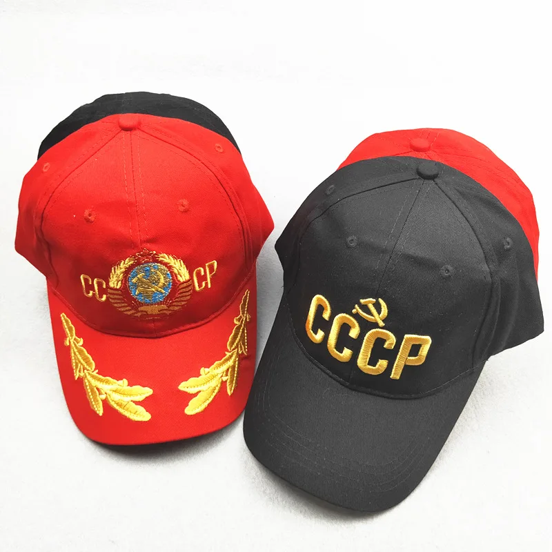 Бейсбол Кепки CCCP СССР русский Стиль унисекс черного и красного цвета из хлопка с