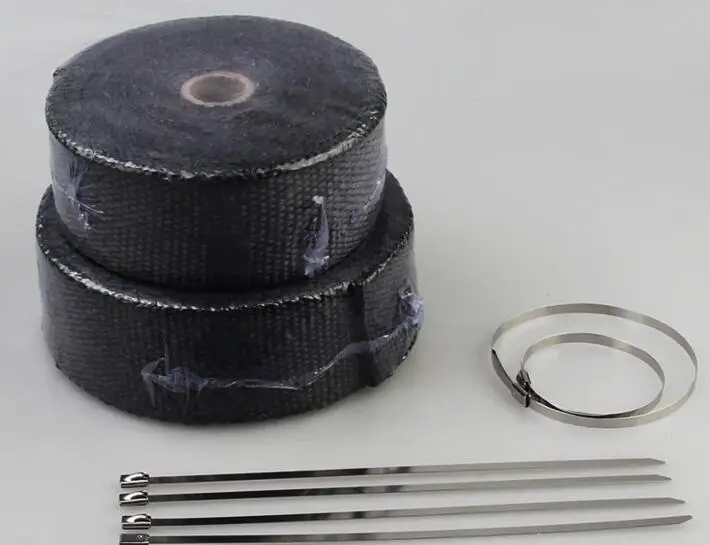 

5 см x 10 м рулон Стекловолоконная выхлопная трубка Тепловая оберточная лента тканевые стяжки комплект черный