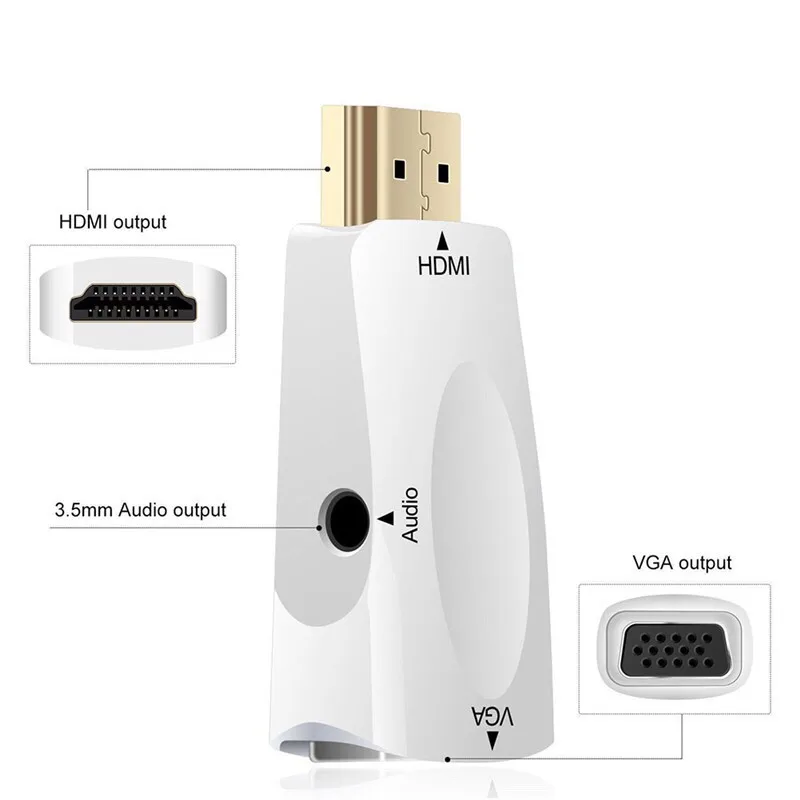 Basix HDMI в VGA Кабель-адаптер конвертер с аудио кабель мужчин и женщин для ПК ноутбук планшет поддержка 1080P HDTV адаптер