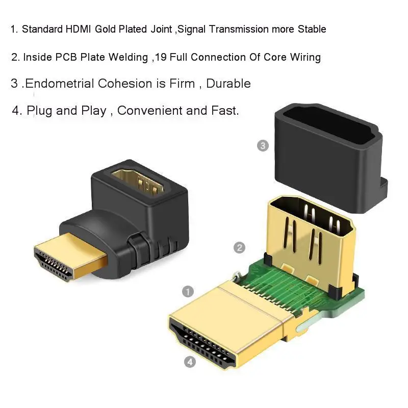 SeenDa HDMI разъем позолоченный Мужской Женский HDMI адаптер 4K конвертер удлинитель 270 90 градусов под прямым углом для 1080P HDTV