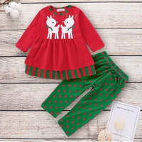 newborn baby kids christmas sets long sleeved dress pants 2pcs set baby girls christmas clothes with quality assurance