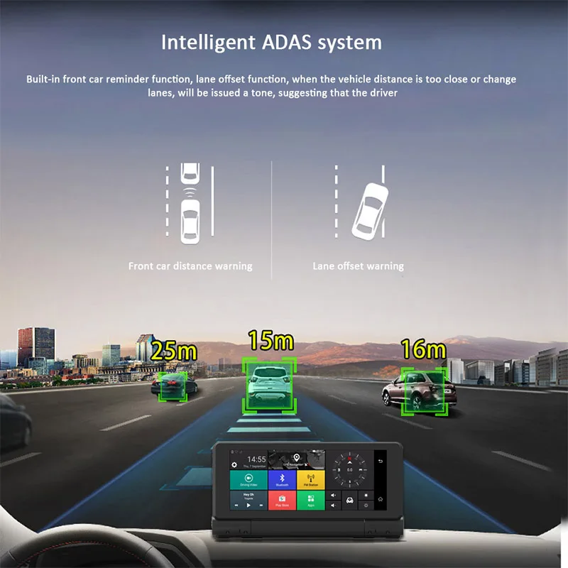 ANSTAR 4G Автомобильный видеорегистратор gps камера-навигатор 6,8" Android 5,0 Bluetooth HD1080P ADAS видео рекордер камера регистратор видеорегистратор Русский