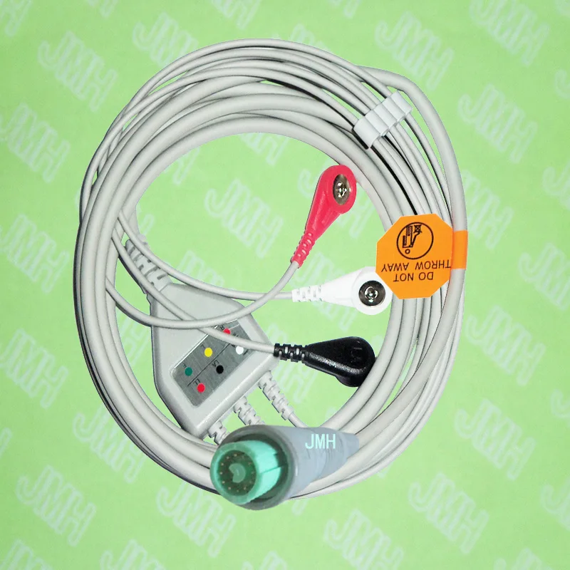 

Compatible with 12pin Fukuda Denshi ECG Machine the one-piece 3 lead cable and Snap leadwire,IEC or AHA.