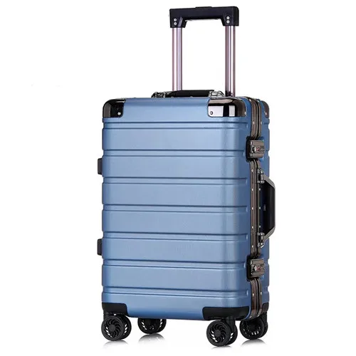 blue KLQDZMS 2" 24" роскошный Дорожный чемодан на колесиках для мужчин и женщин вращающийся багажник для переноски на колесиках чемодан - Цвет: blue