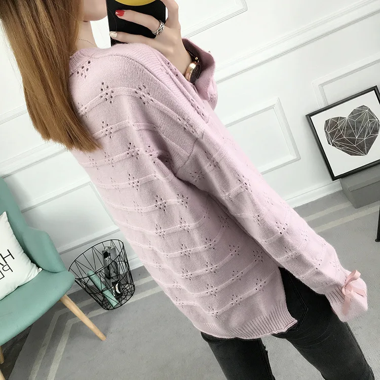 2017 Для женщин пуловер зимний свитер Вязание Шаблоны свободные шерстяной Теплый