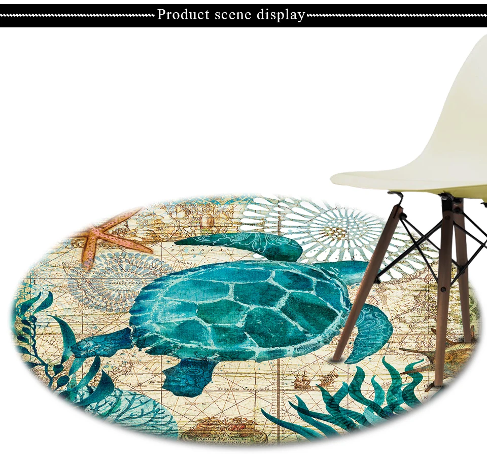 Круглый ковер с принтом черепахи для гостиной компьютерное кресло коврик
