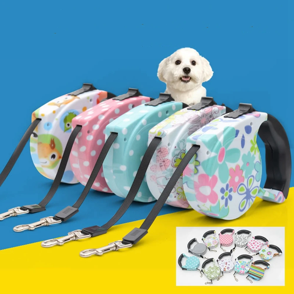 

2017 New 5 Meters Automatic Retractable Dog Leash Pet Collar Harness Nylon Belt Multicolor Pattern For Dogs Pet Product