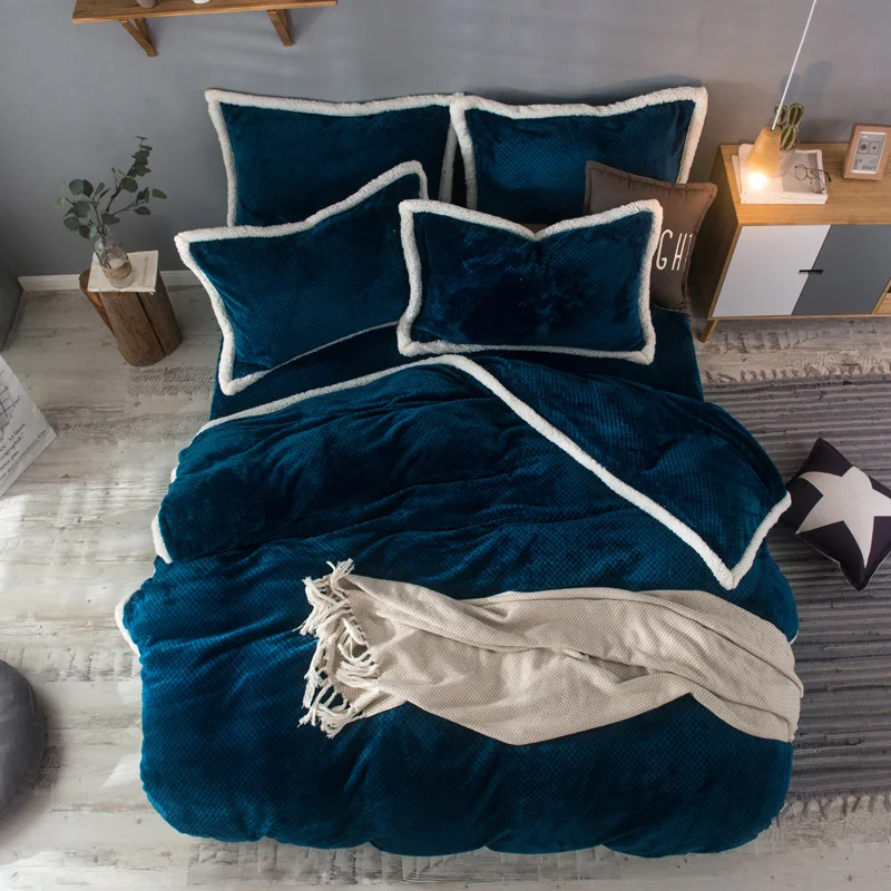 2017 зимние теплые однотонные комплекты постельного белья из флисовой ткани