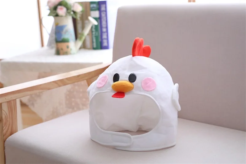 Каваи курица Косплей шляпа забавные животные мультфильм белый головной убор для девочек зимний капюшон кигурумис игры реквизит Хэллоуин праздничные колпаки