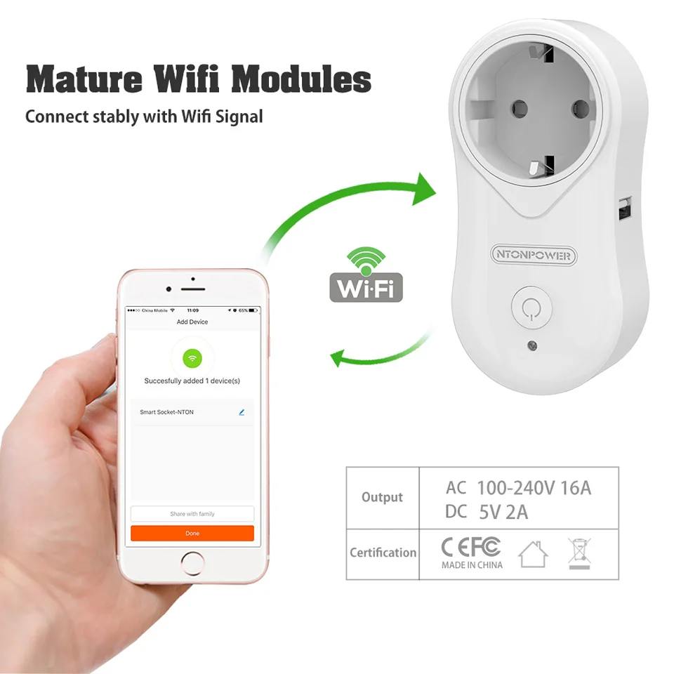 NTON power S2 умная розетка с Wi Fi штепсельная вилка европейского стандарта пульт