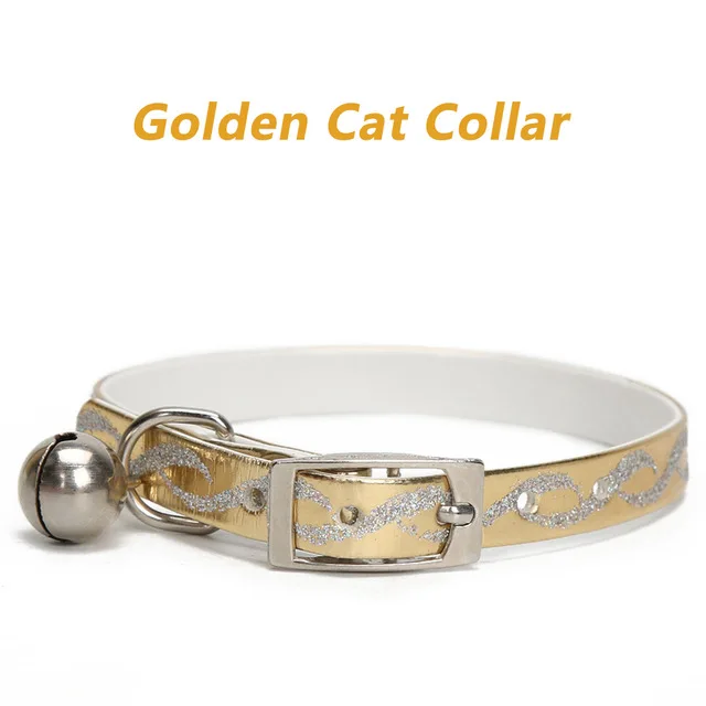 Gold Cat Collar Ошейник для кошек с колокольчиками для маленьких собак, ошейник для домашних животных, 4 цвета, ошейник для котенка, щенка, украшение, товары для домашних животных MP0049 - Цвет: Gold Cat Collar