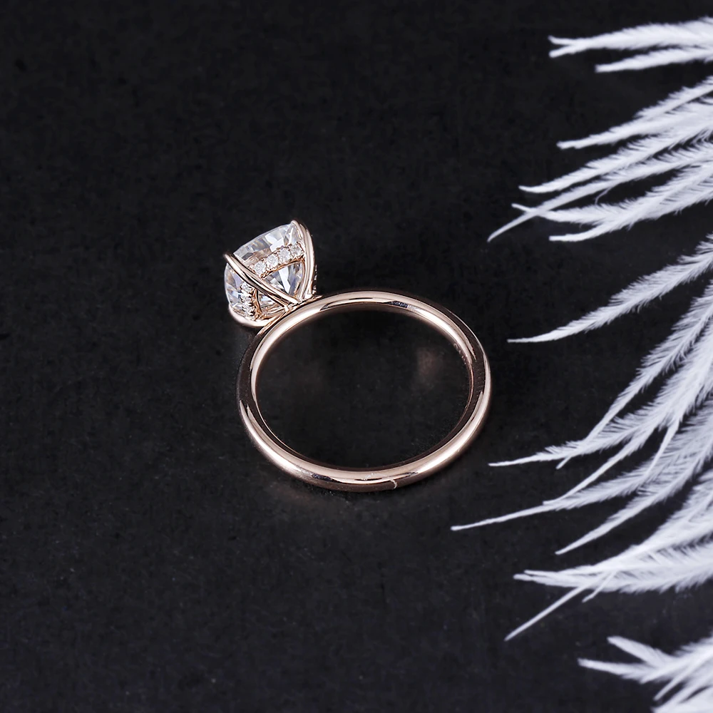 Transmems 14K 585 розовое/красное золото 1.5ct 7 мм F цветная Подушка разрезанный Муассанит алмазное обручальное кольцо для женщин с акцентами