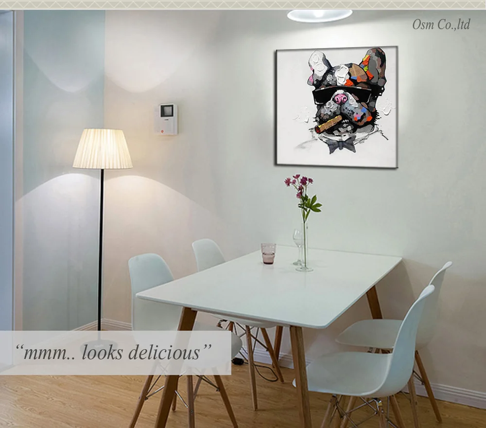 Профессиональный художник ручная работа современная картина курить бык собака