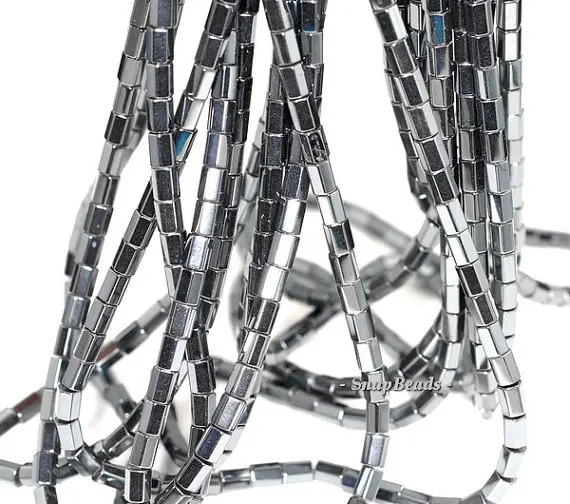 Noir Черный Гематит Драгоценный Камень Черная шестиугольная трубка 5x3 мм свободные