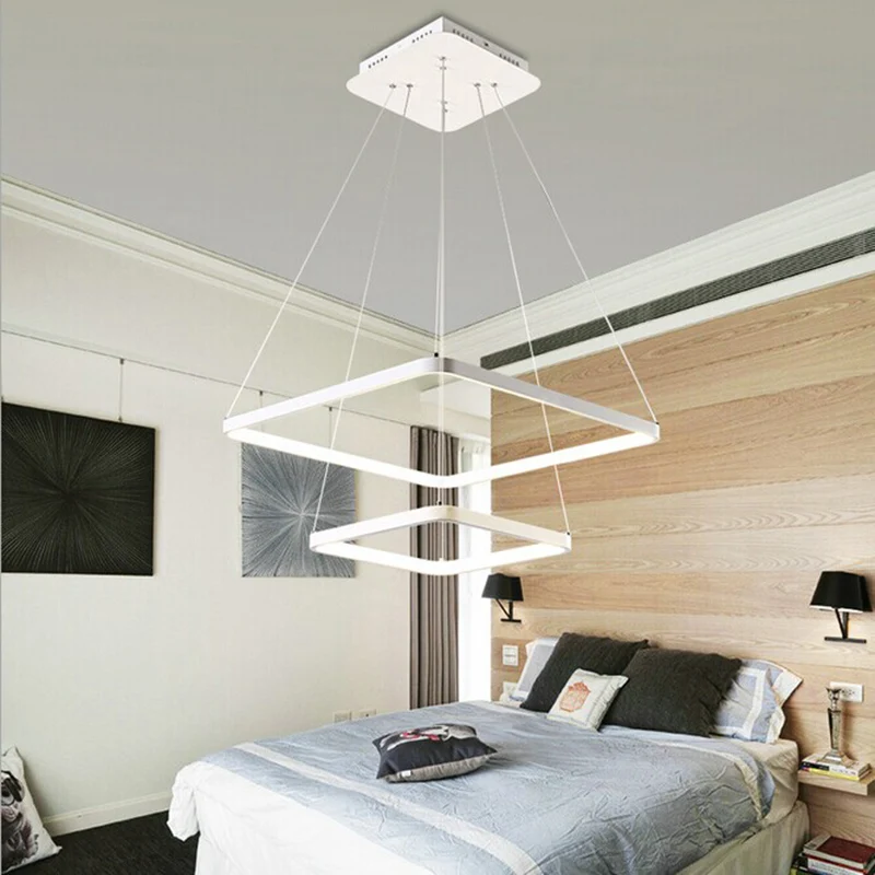 Современные акриловые квадратные кольца светодиодные подвесные светильники для