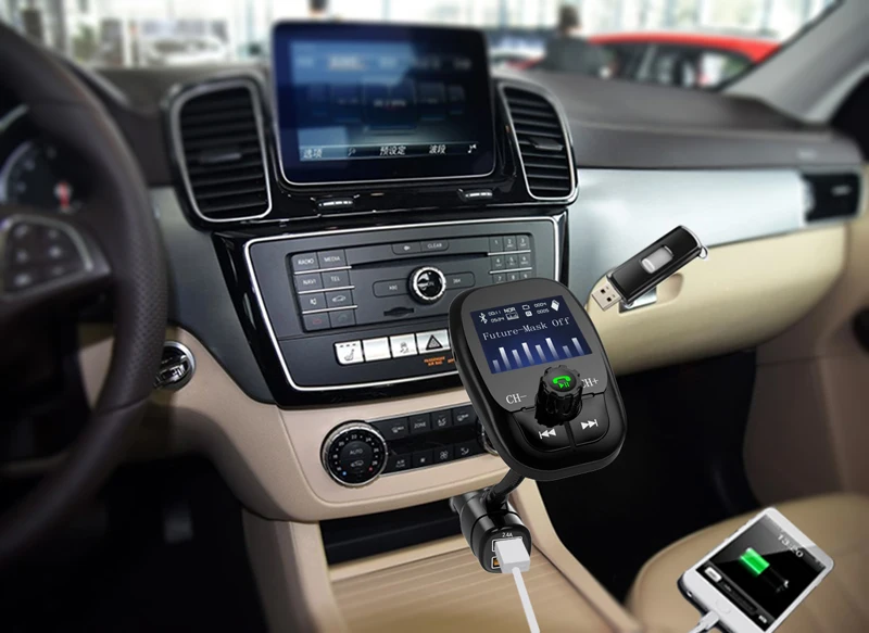 YASOKRO беспроводной Bluetooth A2DP Handsfree автомобильный комплект AUX Аудио Автомобильный mp3 плеер fm-передатчик двойной USB зарядное устройство Поддержка TF и U диск