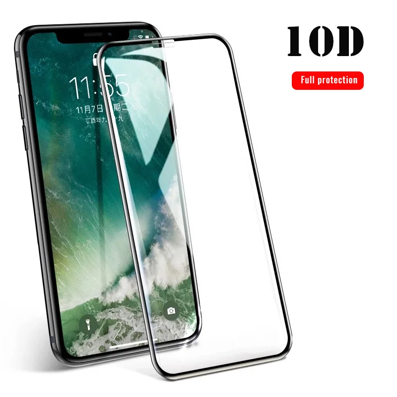 Новинка 10D полная защита изогнутое прозрачное закаленное стекло для iPhone X XS Max XR