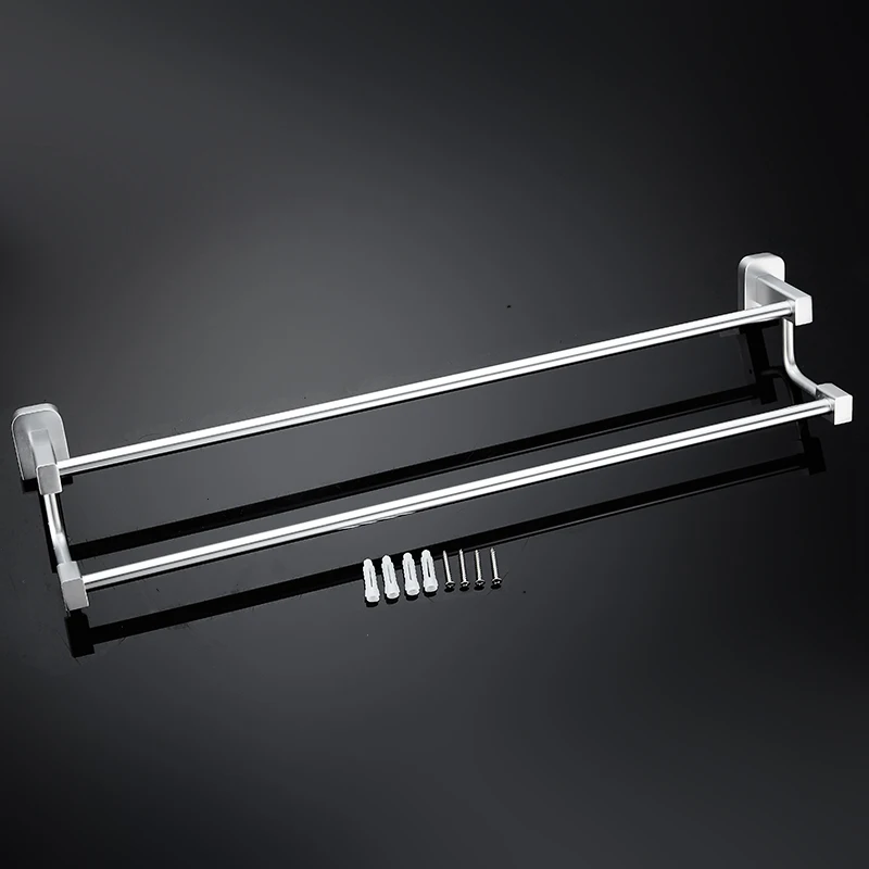 Двойной держатель для полотенец из алюминия вешалка настенный аксессуары ванной