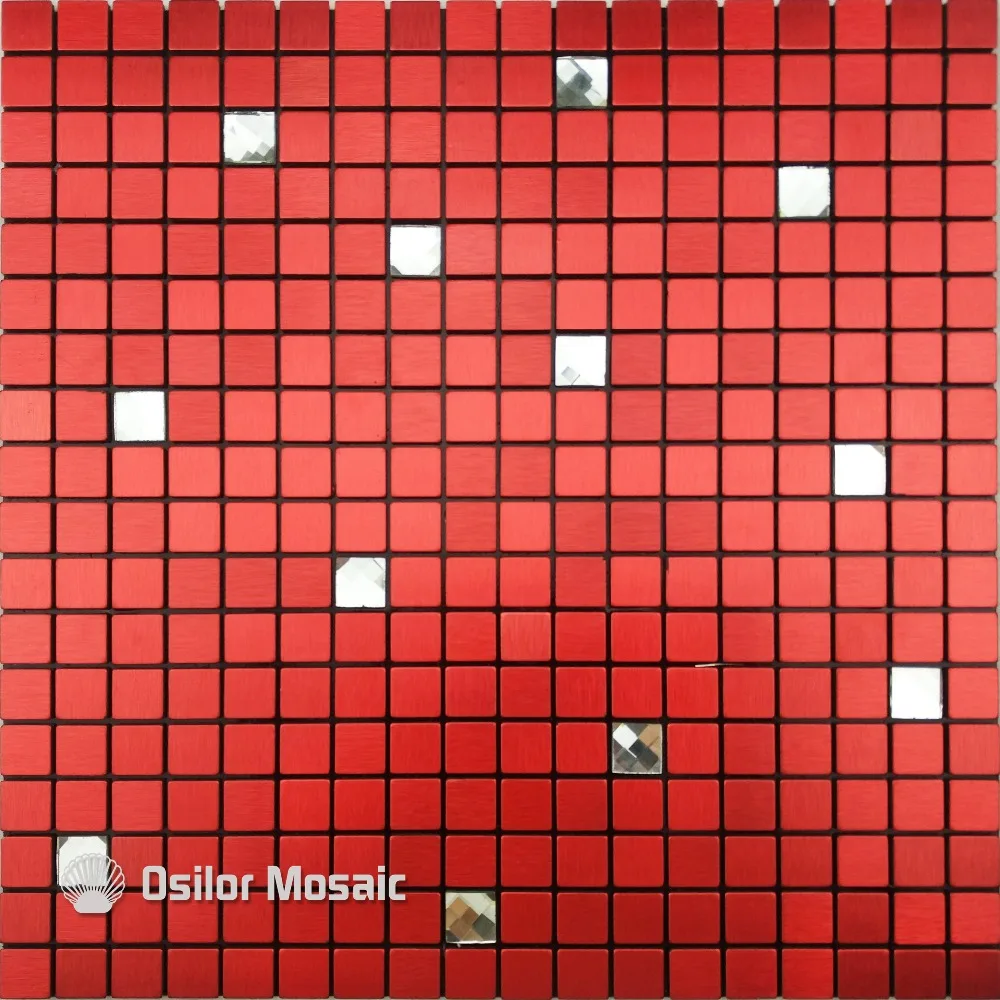 

red and white metal mosaic aluminum plastic plate mosaic tiles for kitchen backsplash decoration tiles M010