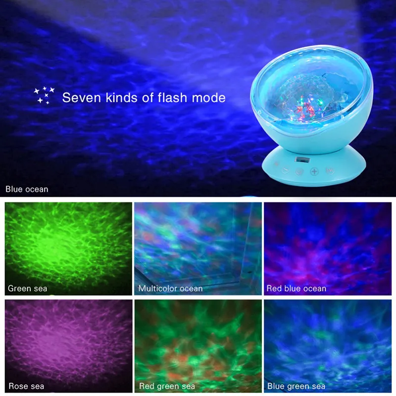 Novetly Luminaria Ocean Wave проектор 7 видов цветов 12 светодиодный ночник с мини музыкальным
