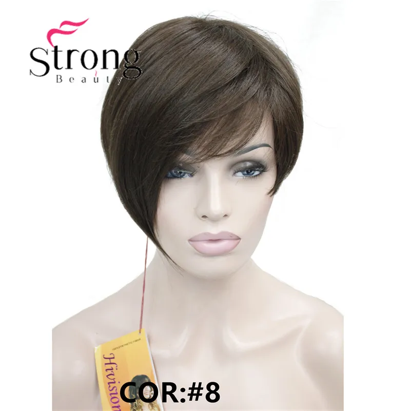 StrongBeauty короткий мягкий Асимметричный коричневый блондин микс парик жара freindy полный парик выбор цвета - Цвет: #8