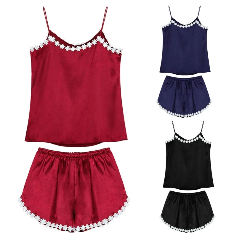 Женские модные пижамы с цветочной вышивкой кружевное белье из искусственного